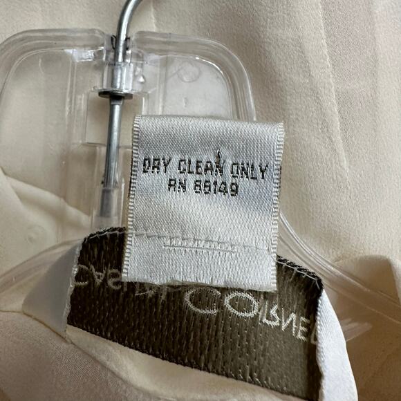 Casual Corner Womens Silk Blouse Size 8 Beaded Embroidered Cream Old Money Top - Picture 4 of 7